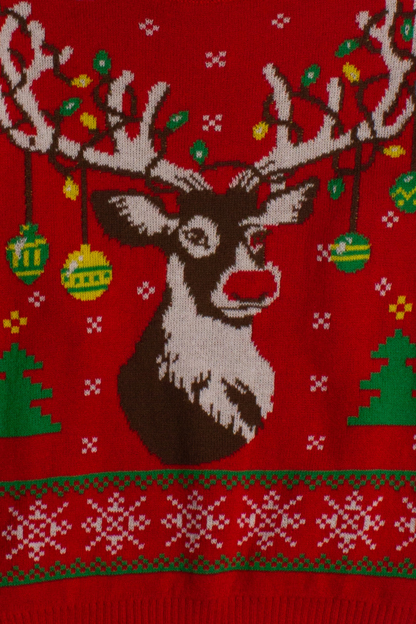 Red Reindeer Ugly Christmas Pullover 60117