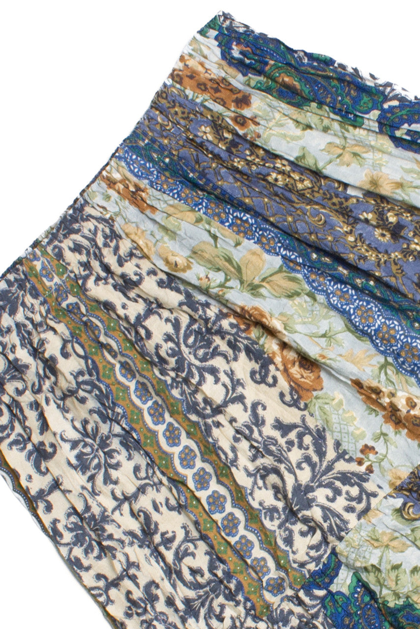 Vintage Blue Patterned Skirt (1990s)