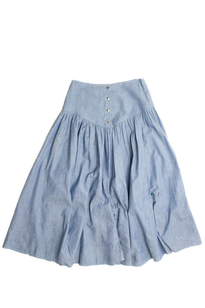 Vintage High-Waisted Denim Skirt (1980s)