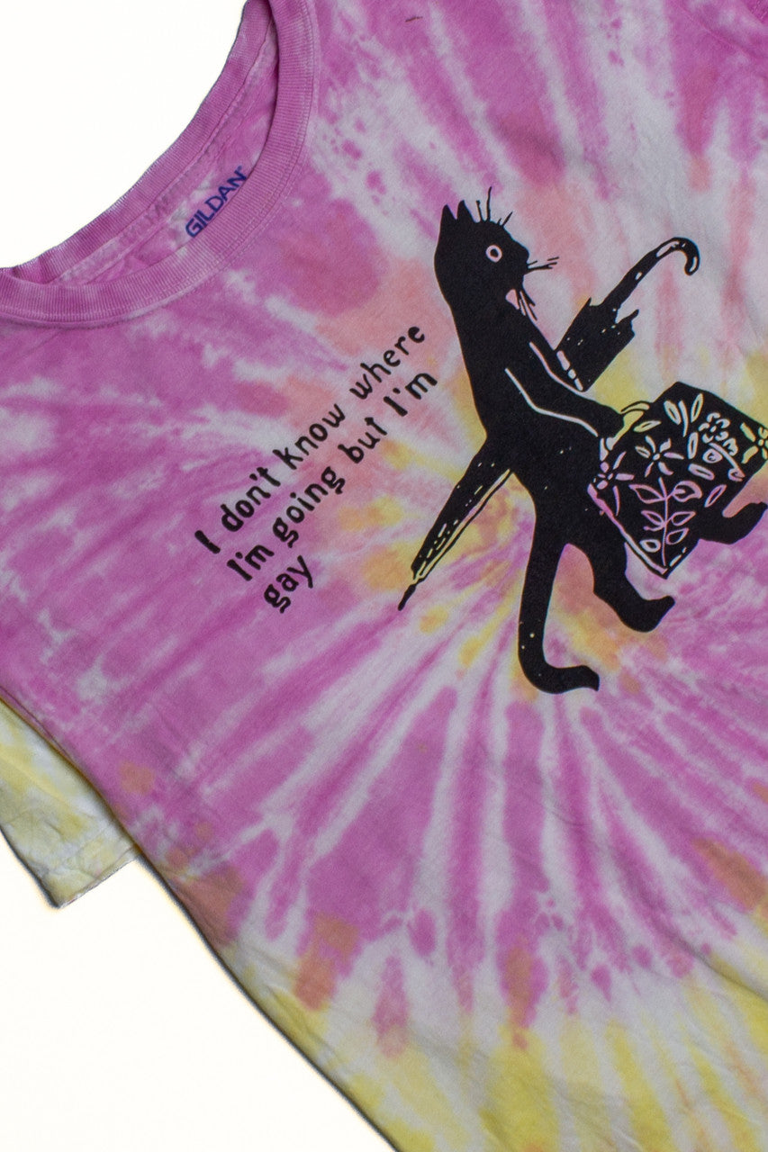 Pink Gay Cat Tie Dye Screen Print T-shirt 3