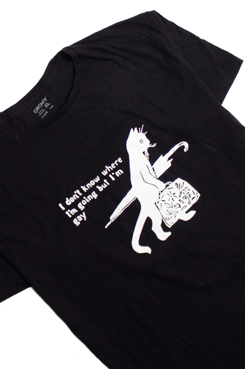 Black Gay Cat Screen Print T-Shirt