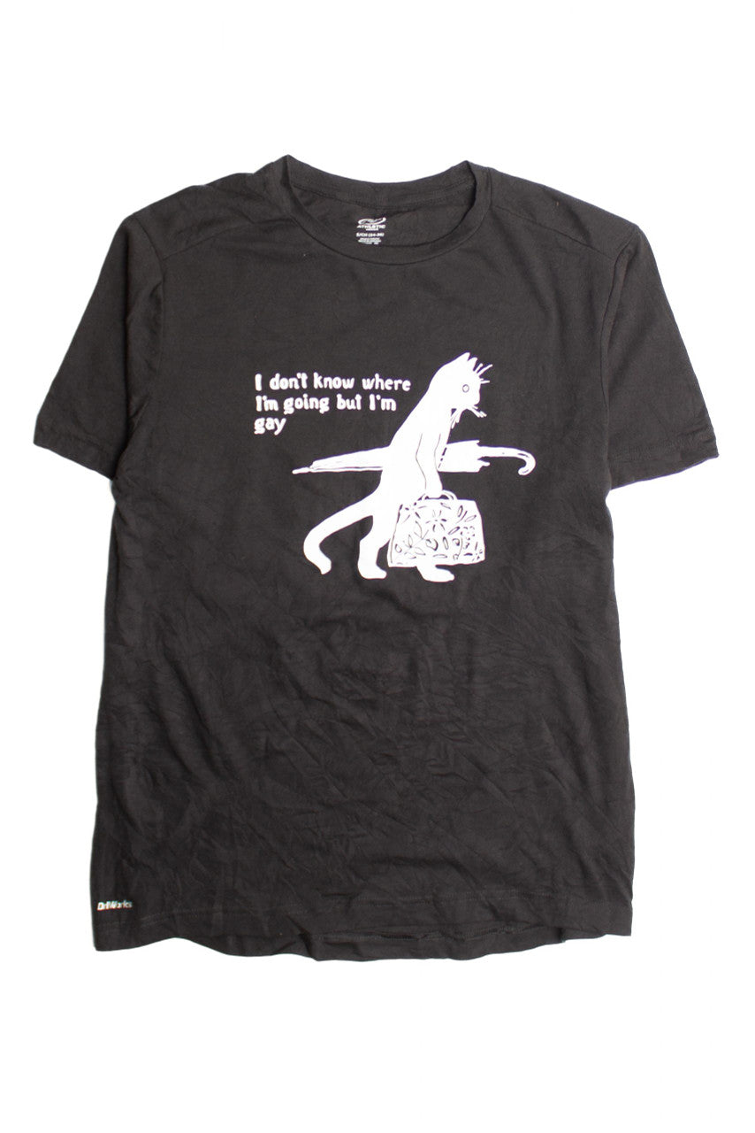 Black Gay Cat Screen Print T-Shirt 4