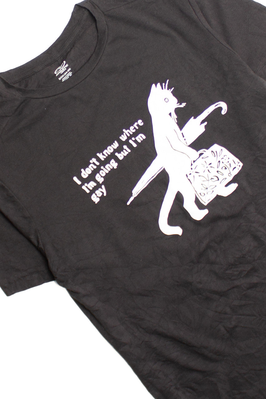 Black Gay Cat Screen Print T-Shirt 4