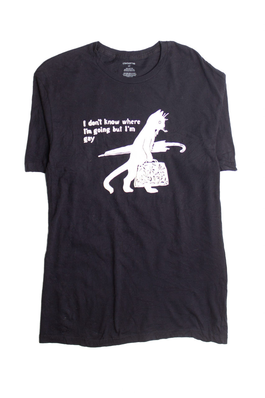 Black Gay Cat Screen Print T-Shirt 2