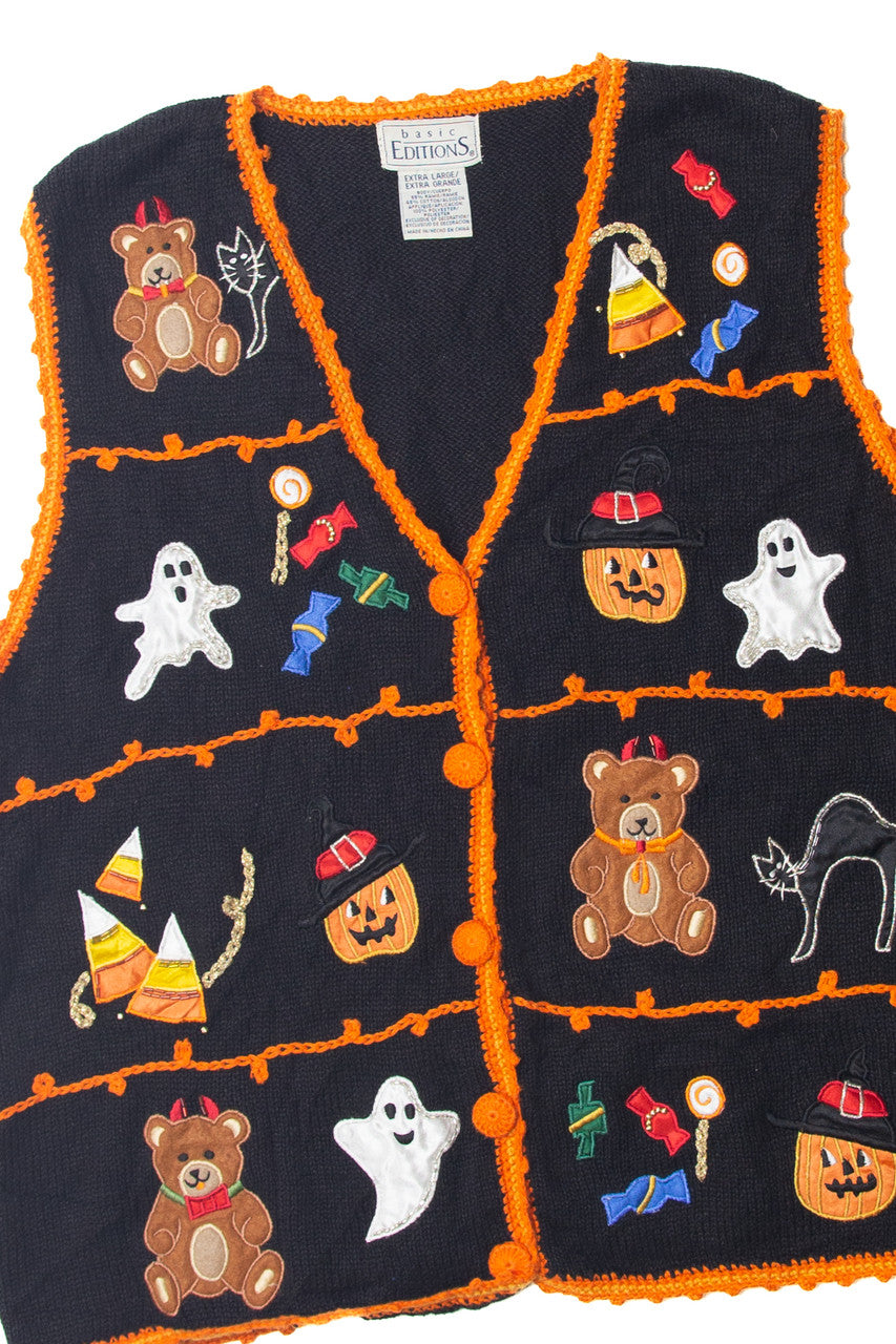 Vintage Bears Ghosts And Pumpkins Halloween Vest