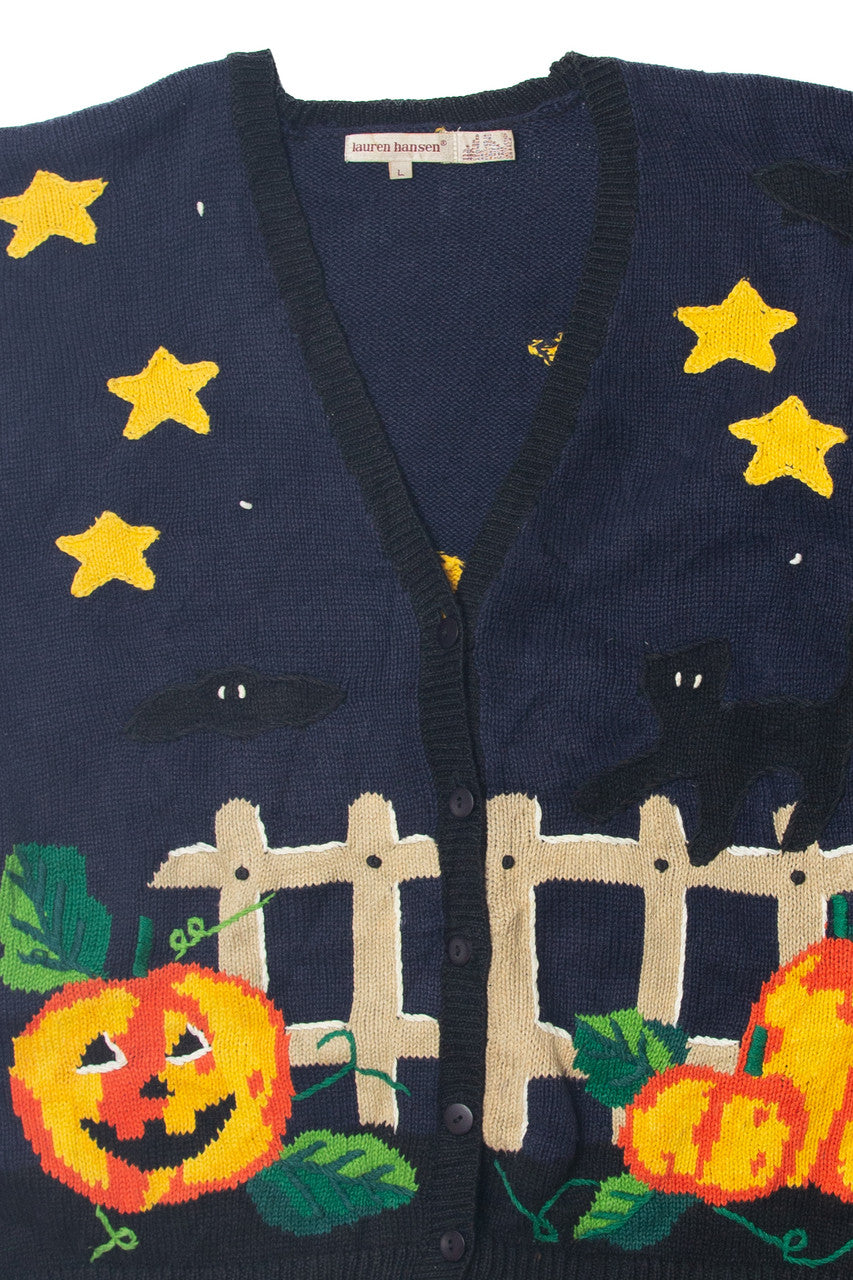 Vintage Pumpkins and Stars Halloween Sweater