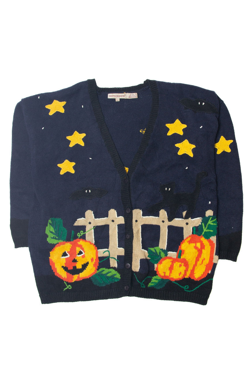 Vintage Pumpkins and Stars Halloween Sweater
