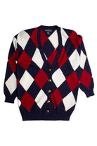 Vintage Braun Style Argyle 80s Cardigan Sweater