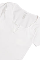 White Short Sleeve Seamless Notched Tee