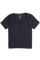 Black Short Sleeve Seamless Notched Tee