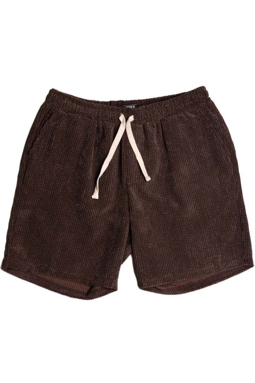 Chocolate Brown Washed Corduroy Shorts