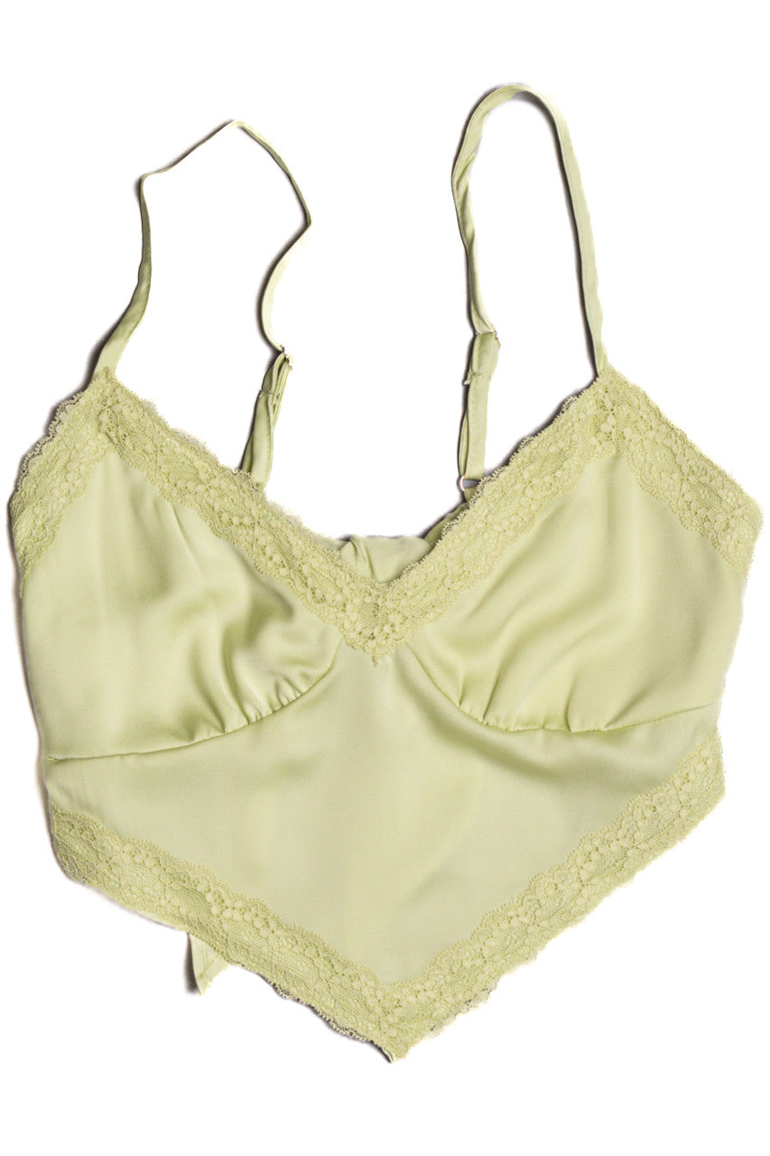 Light Green Silky Lace Tie Back Top