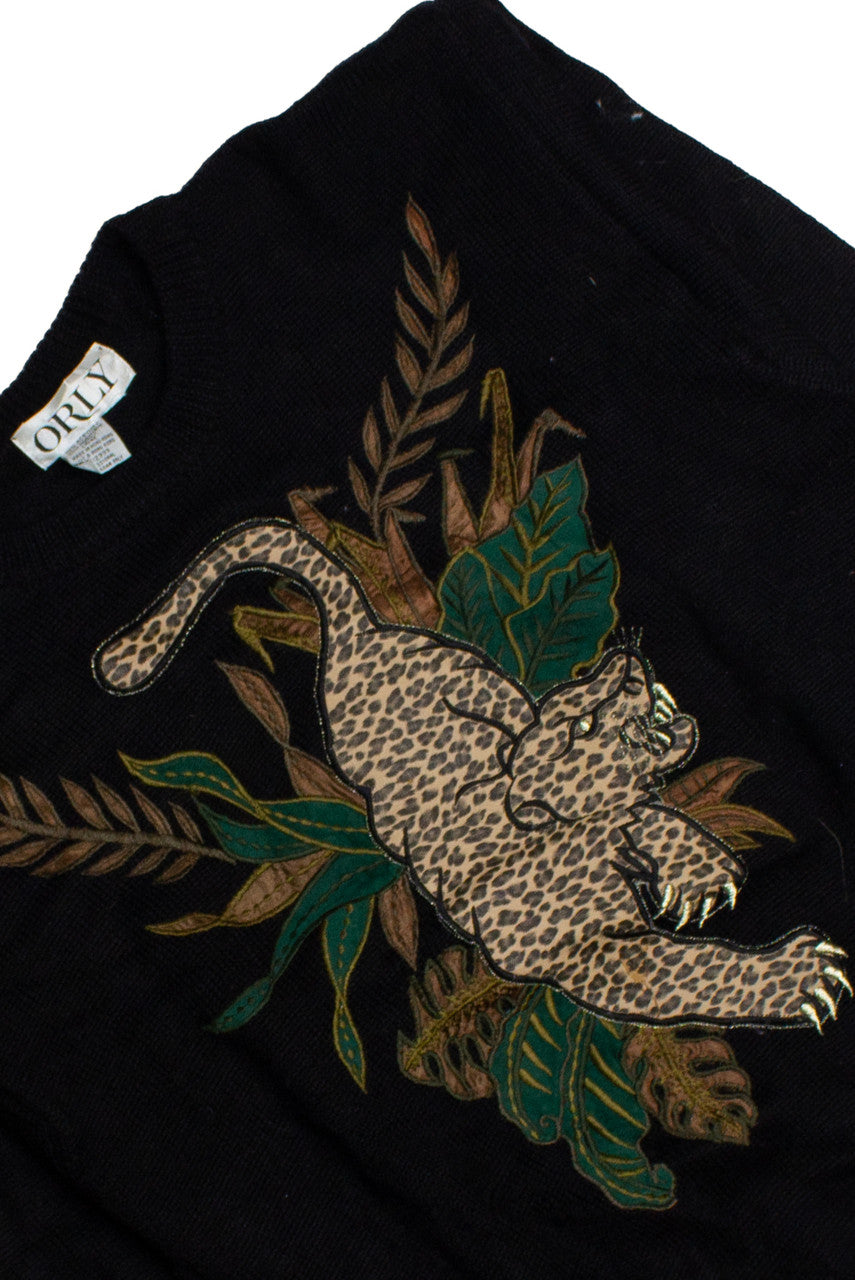 Vintage Leopard Fair Isle Sweater (1990s)