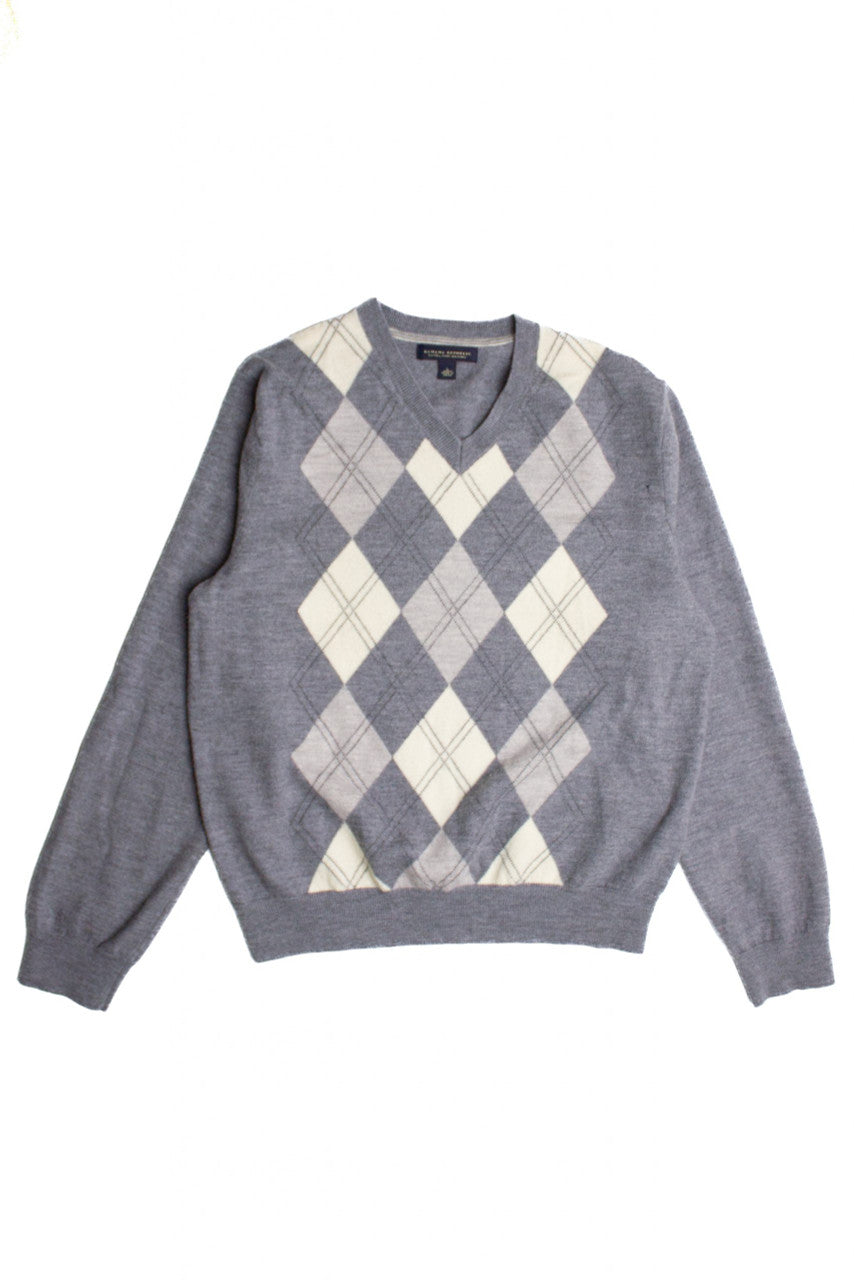 Vintage Gray Argyle Sweater