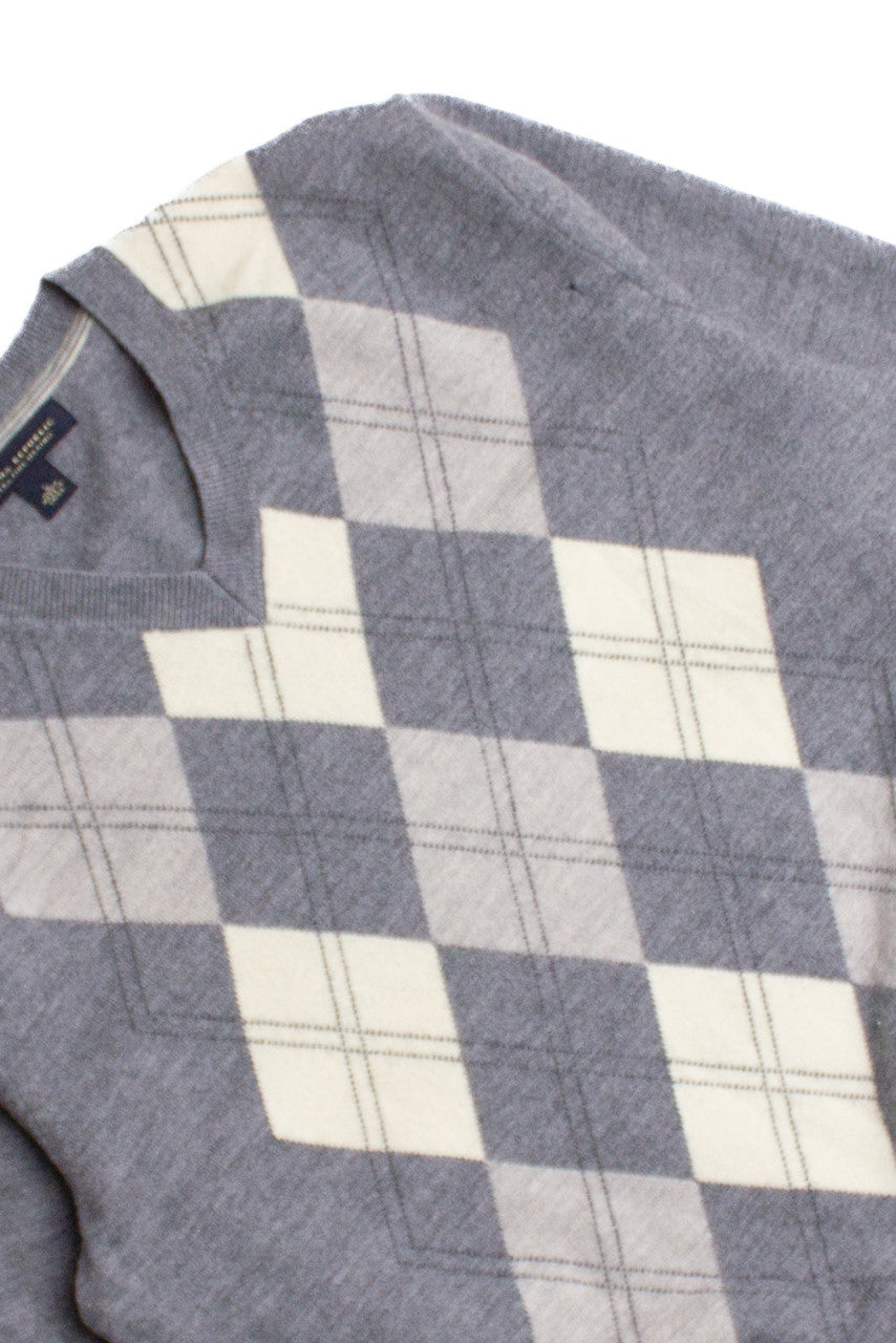 Vintage Gray Argyle Sweater