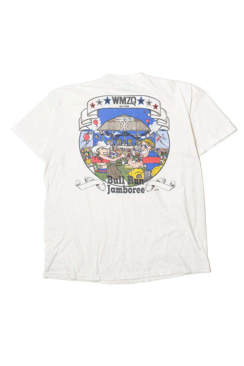 Vintage  Collegiate Pacific "WMZQ 98.7 FM 15th Anniversary Bull Run Jamboree" T-Shirt