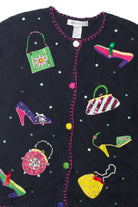 Vintage  Arriviste Sequin And Bejeweled Shoes And Purses Cardigan