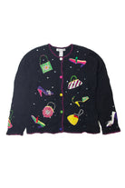 Vintage  Arriviste Sequin And Bejeweled Shoes And Purses Cardigan