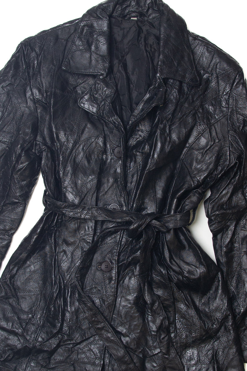  Long Leather Blazer Jacket