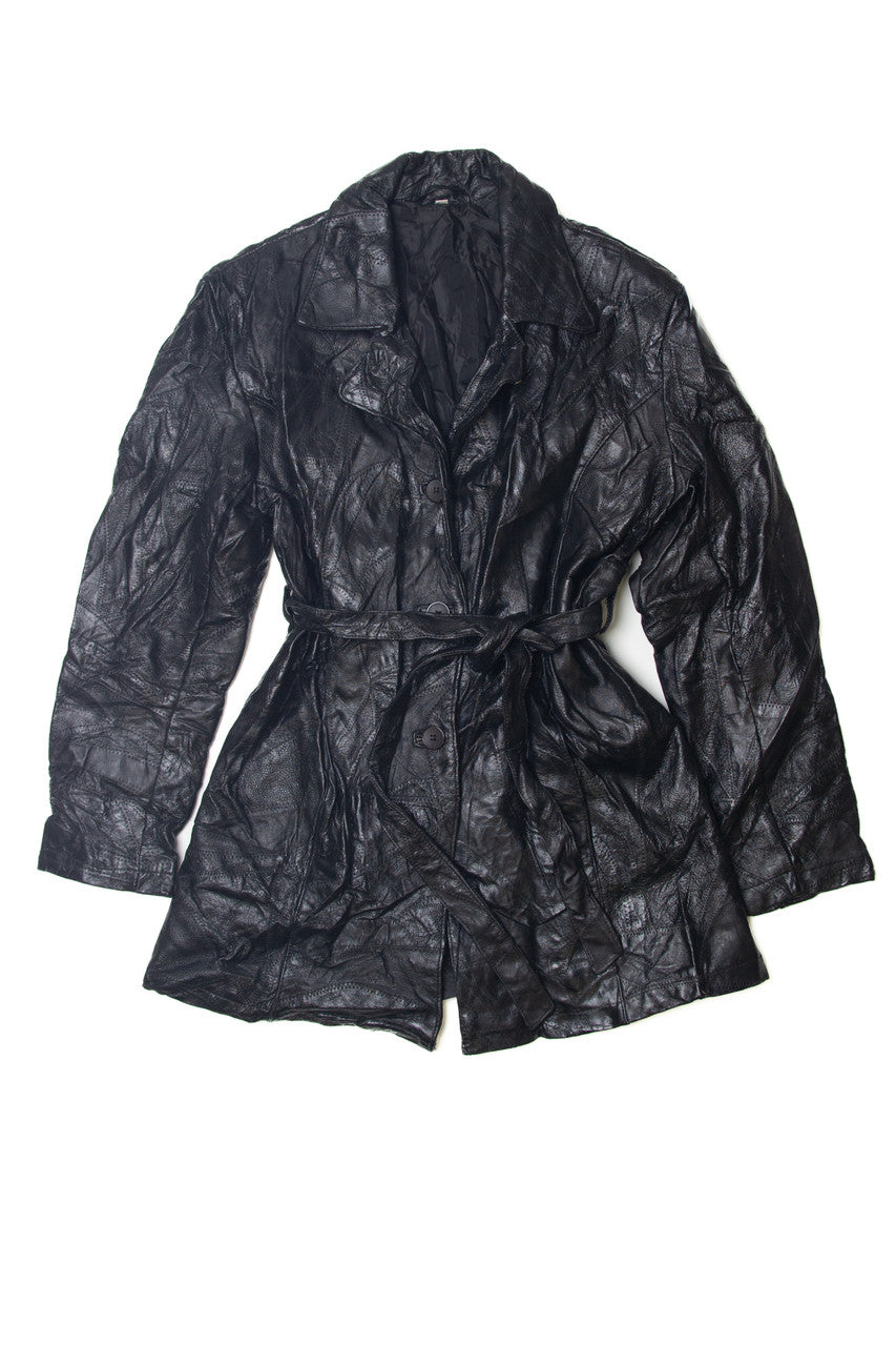  Long Leather Blazer Jacket