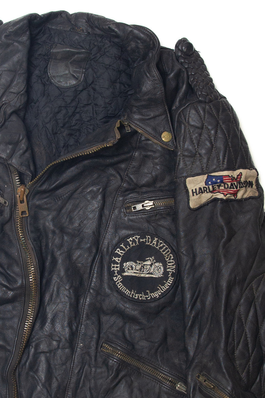 Vintage  Distressed Harley Davidson Motorcycle Jacket