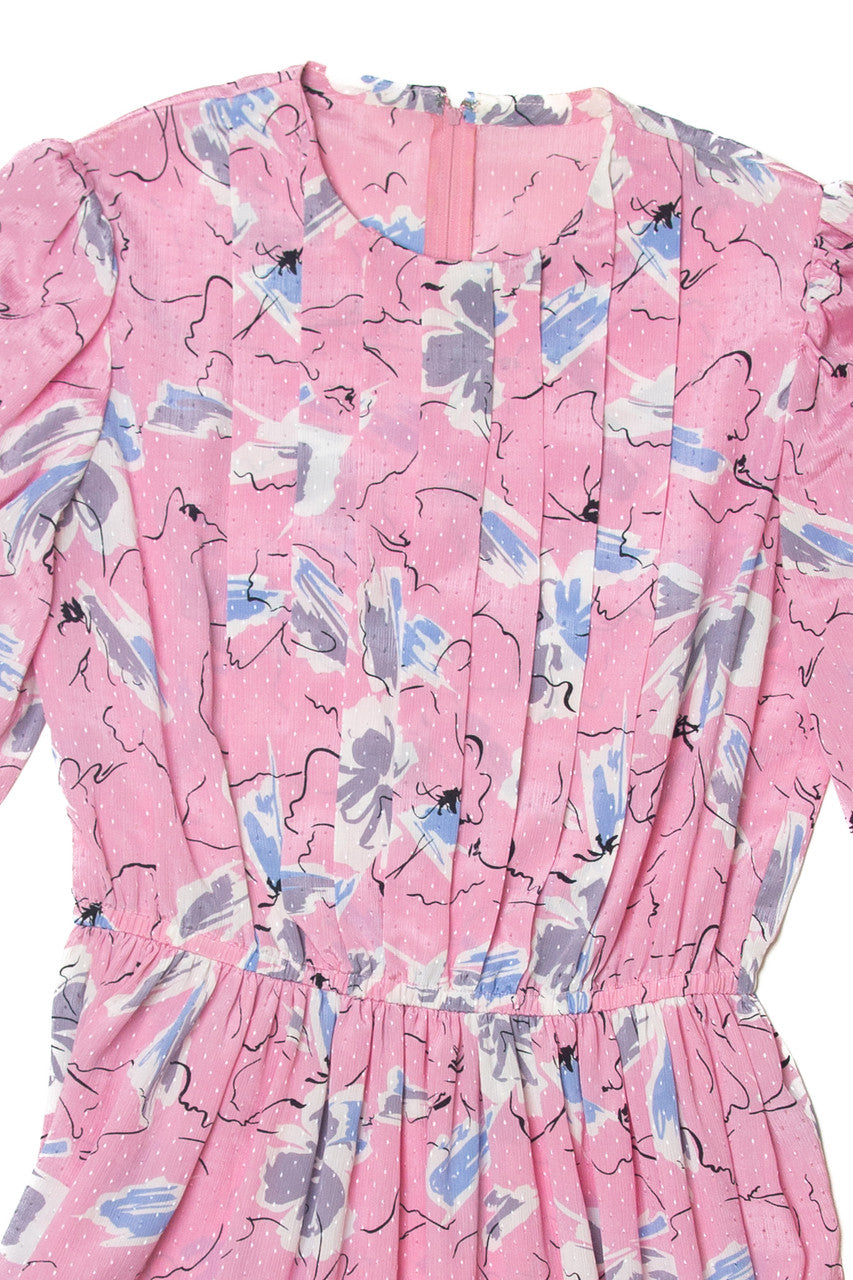 Vintage Pink Floral Pattern Dress
