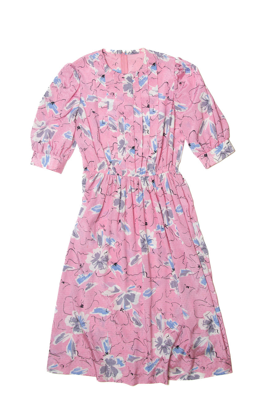 Vintage Pink Floral Pattern Dress