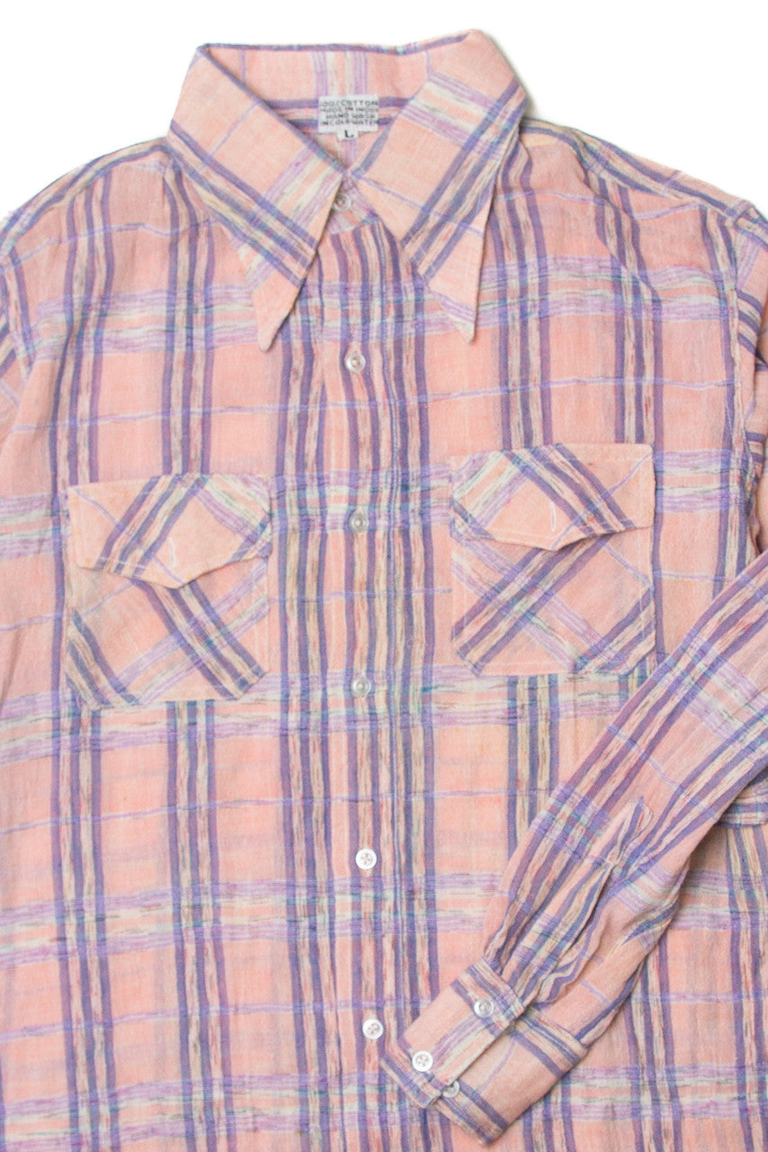 Vintage   Pink Striped Button Up Shirt