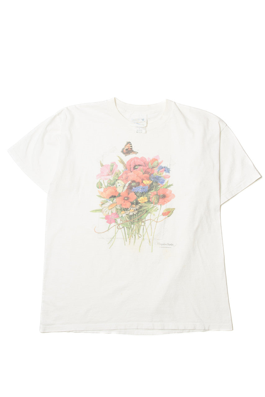 Vintage Marjolein Bastin T-Shirt Flowers Illustration  (1990s)