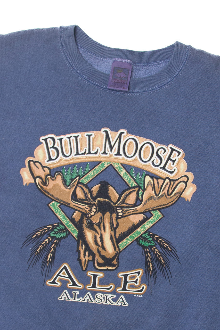Vintage  "Bull Moose Ale Alaska" Cotton Deluxe Sweatshirt
