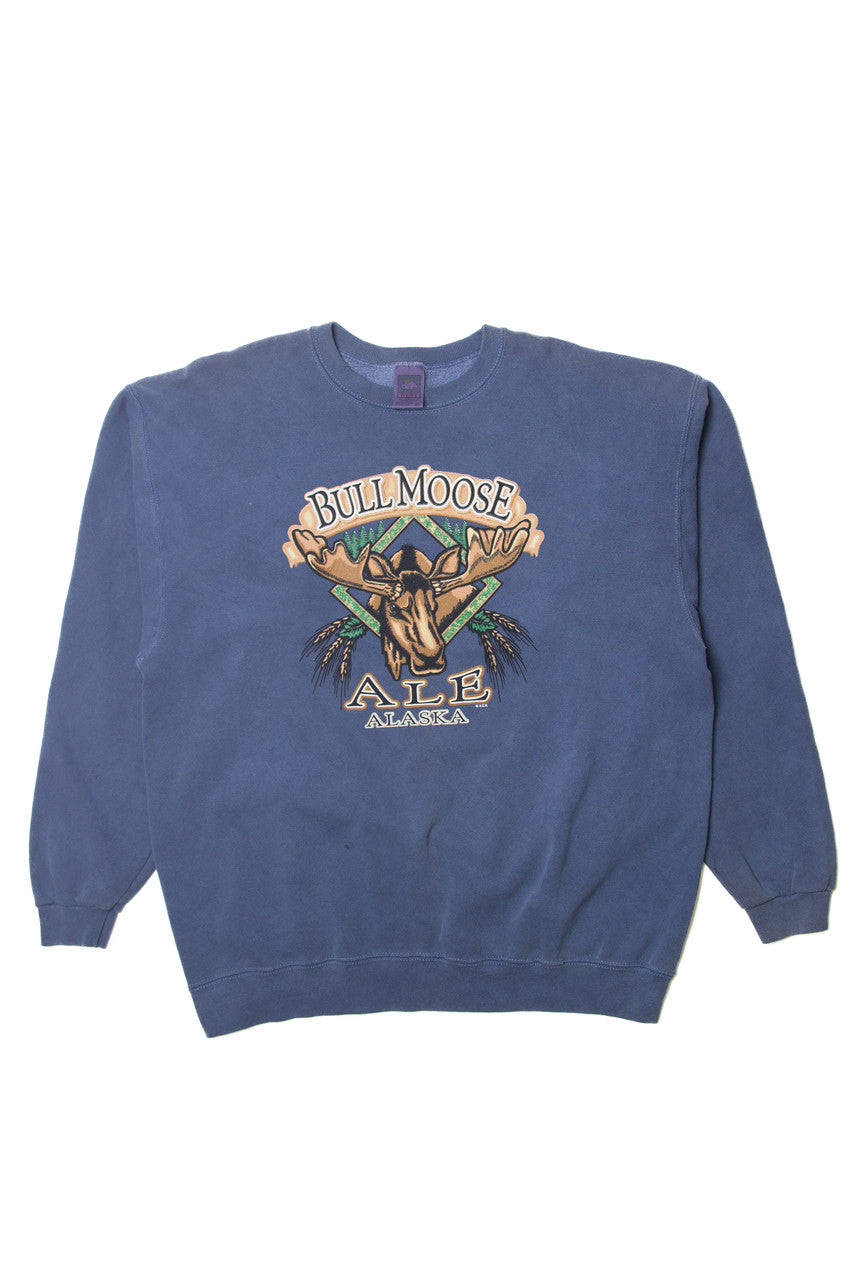 Vintage  "Bull Moose Ale Alaska" Cotton Deluxe Sweatshirt