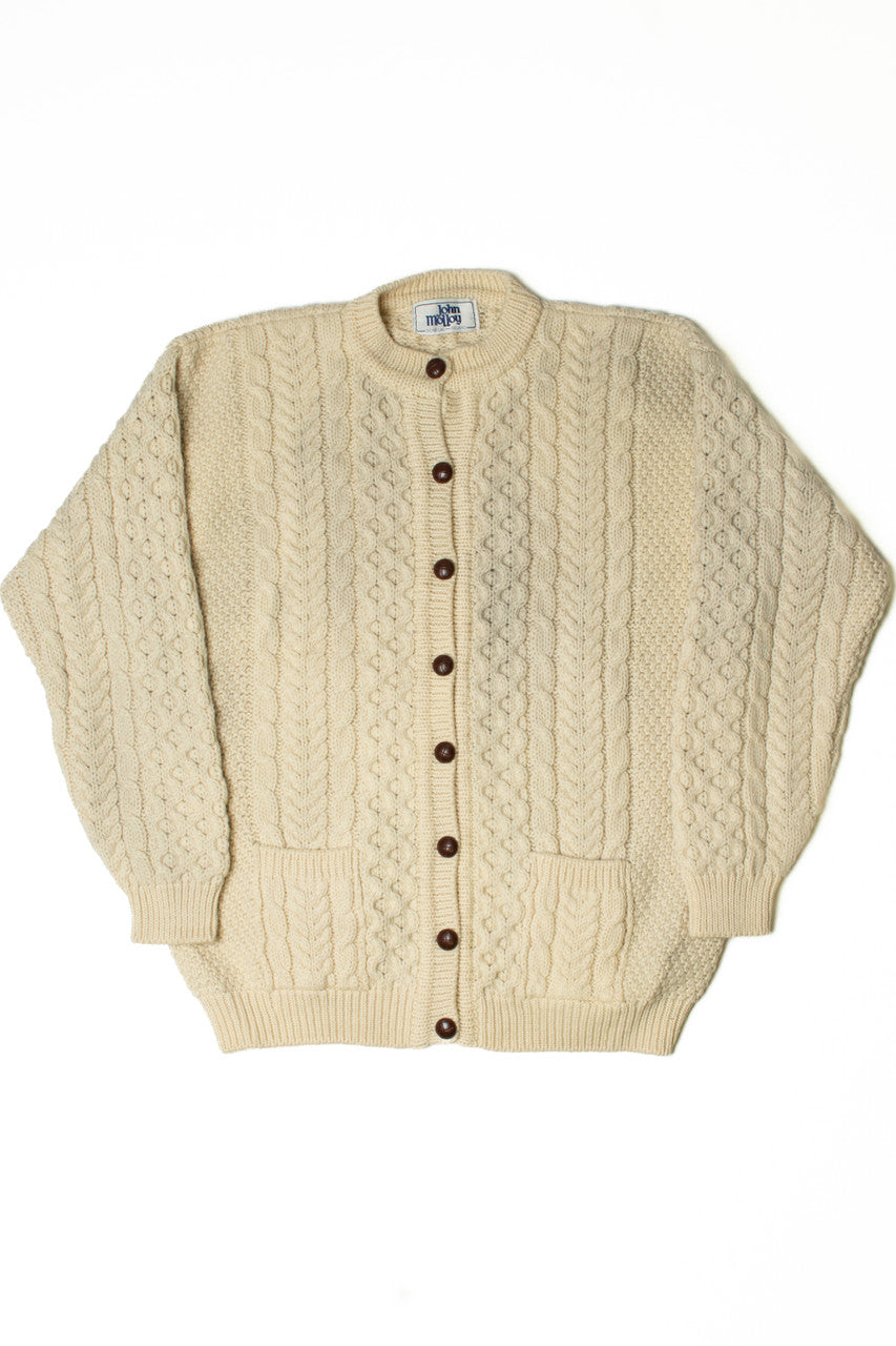 Vintage John Molloy Wooden Button Down Fisherman Cardigan Sweater
