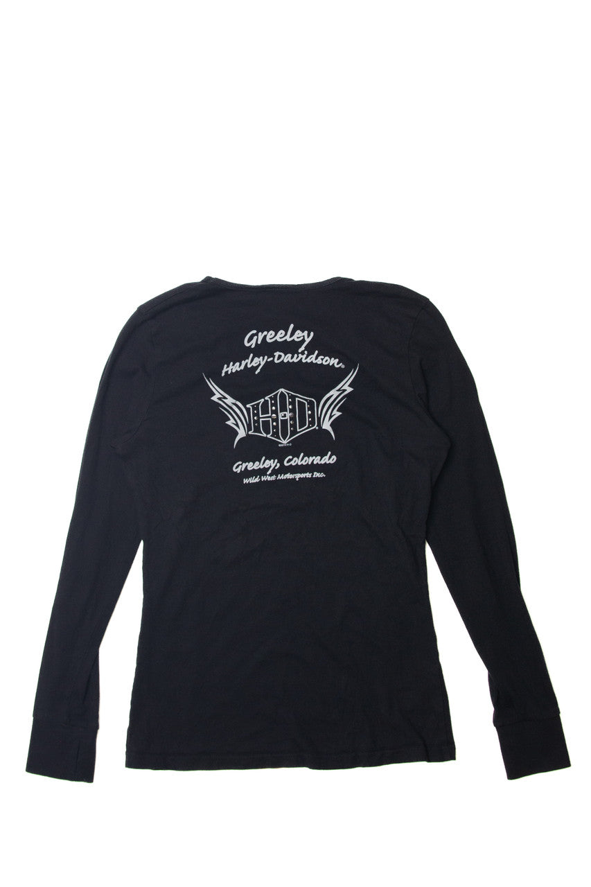  Harley Davidson Black And Red Long Sleeve T-Shirt (2010s)