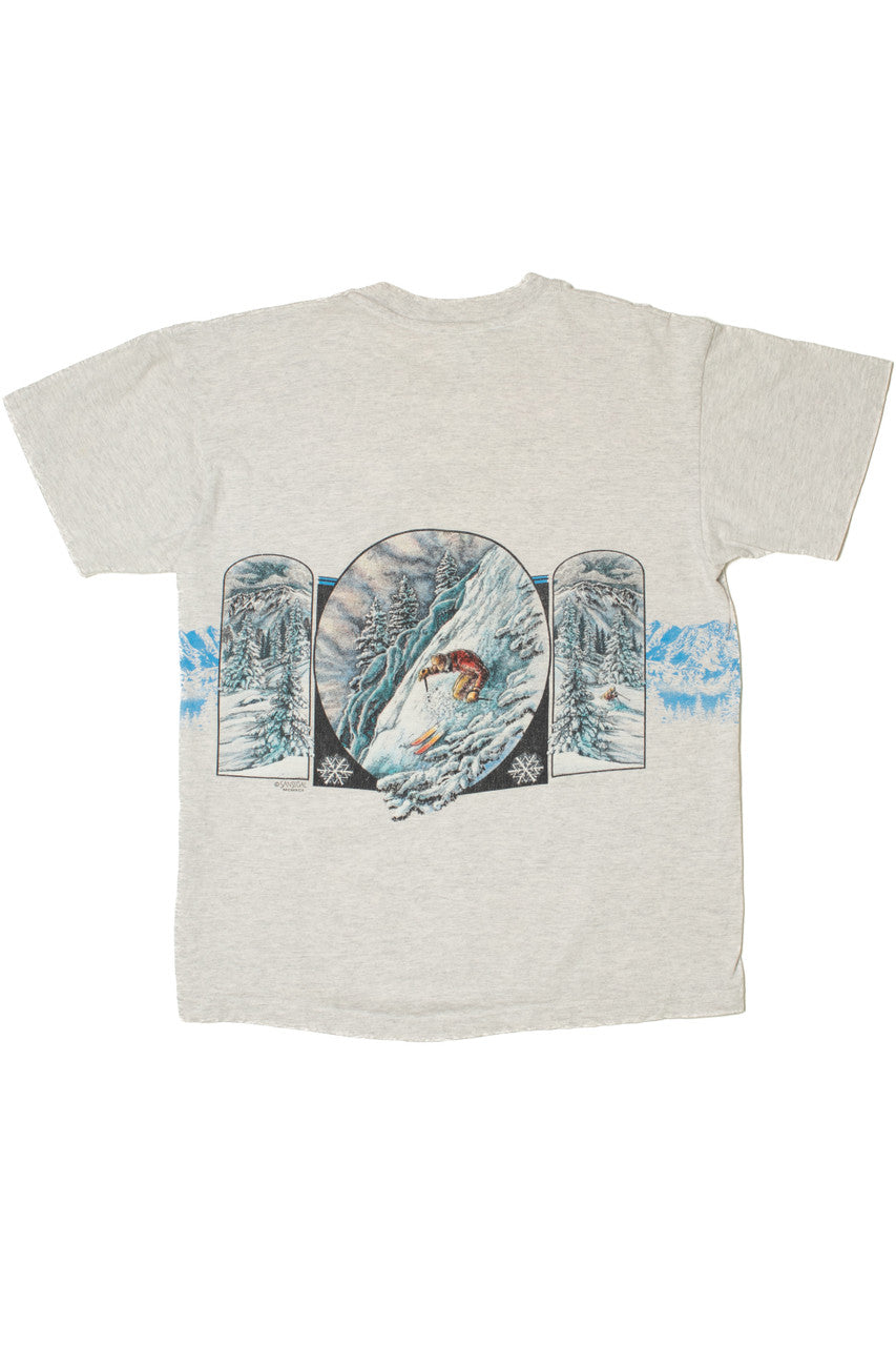 Vintage "Crested Butte Colorado" Skiing Wraparound Print T-Shirt