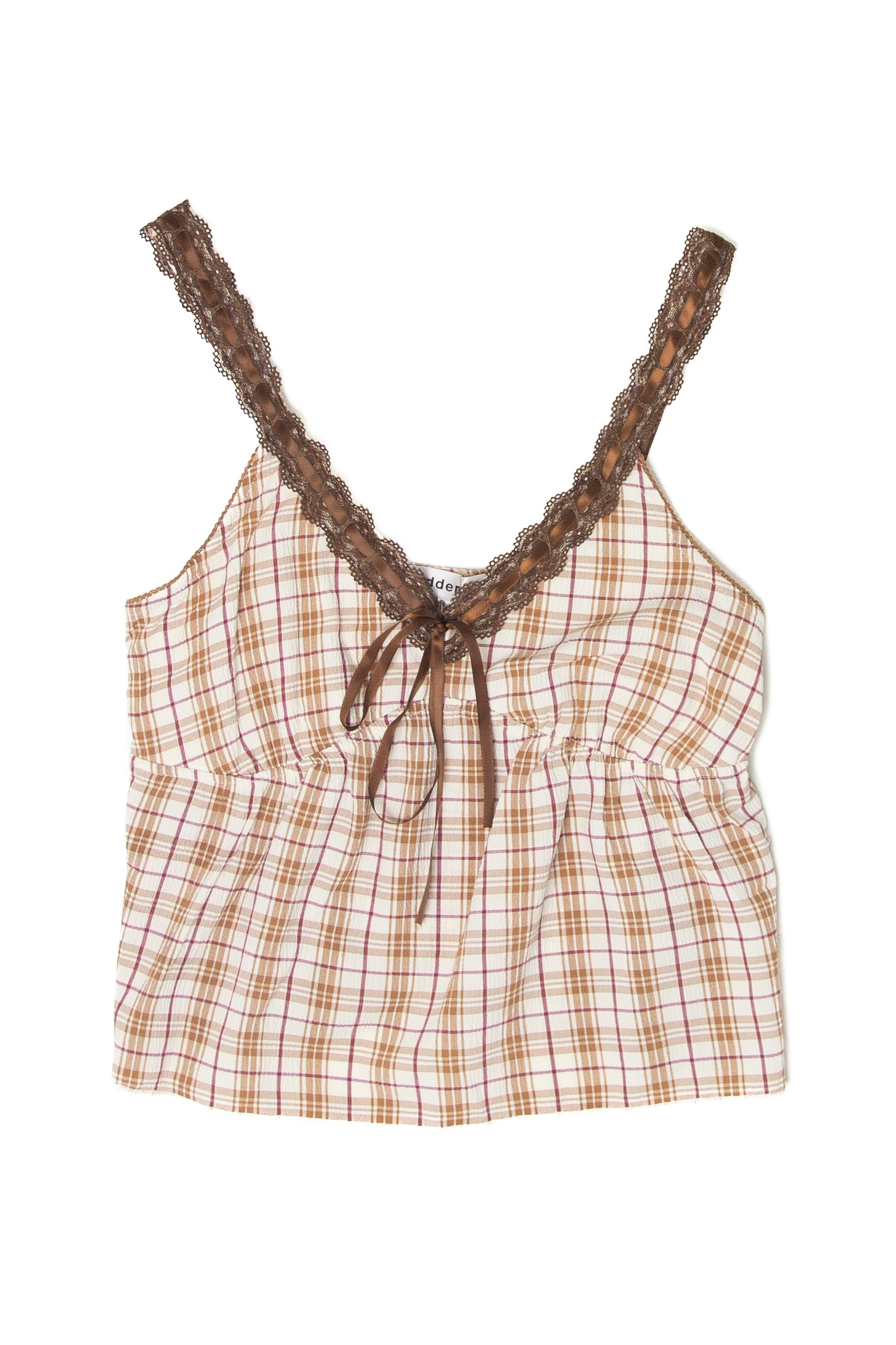 Plaid Lace Trim Cami Top