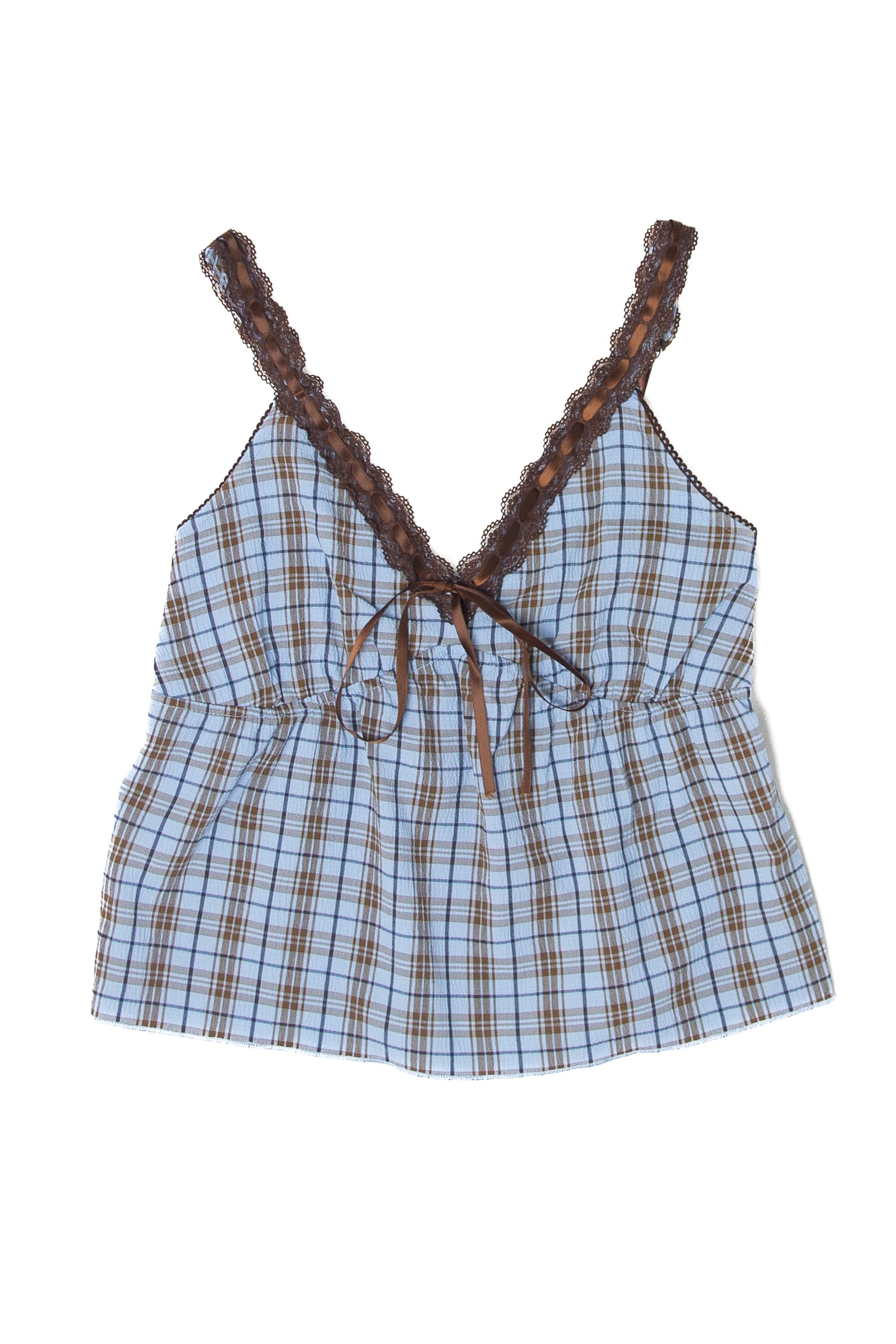 Plaid Lace Trim Cami Top