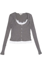 Lace Trim Ribbed Long Sleeve Top