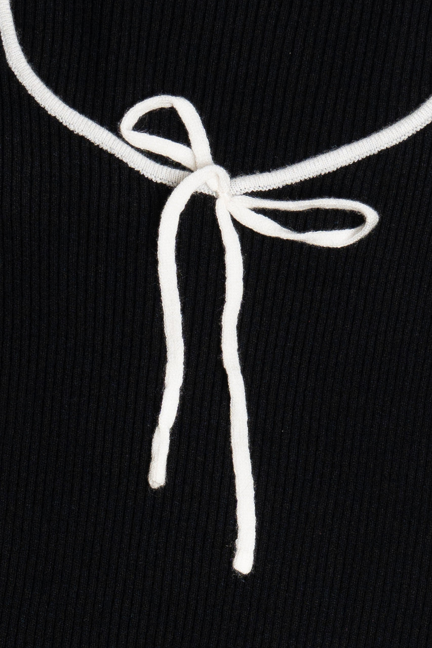 Tie Neck Ribbed Sweater