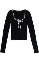 Tie Neck Ribbed Sweater