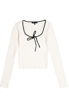 Tie Neck Ribbed Sweater
