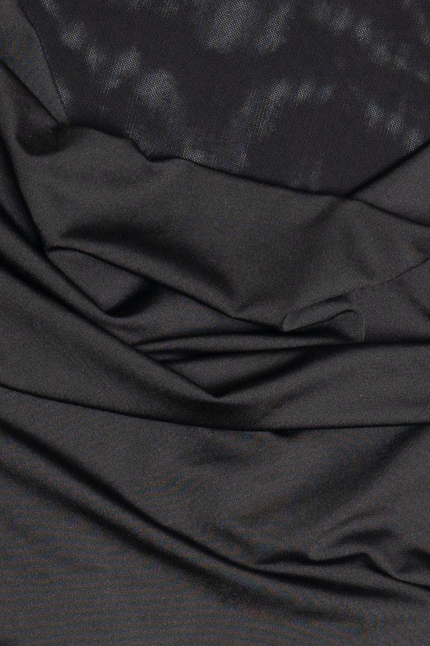 Mesh Long Sleeve Top With Cowl Overlay