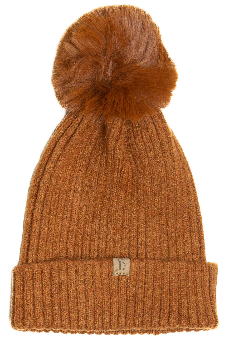 Ribbed Knit Pom Beanie