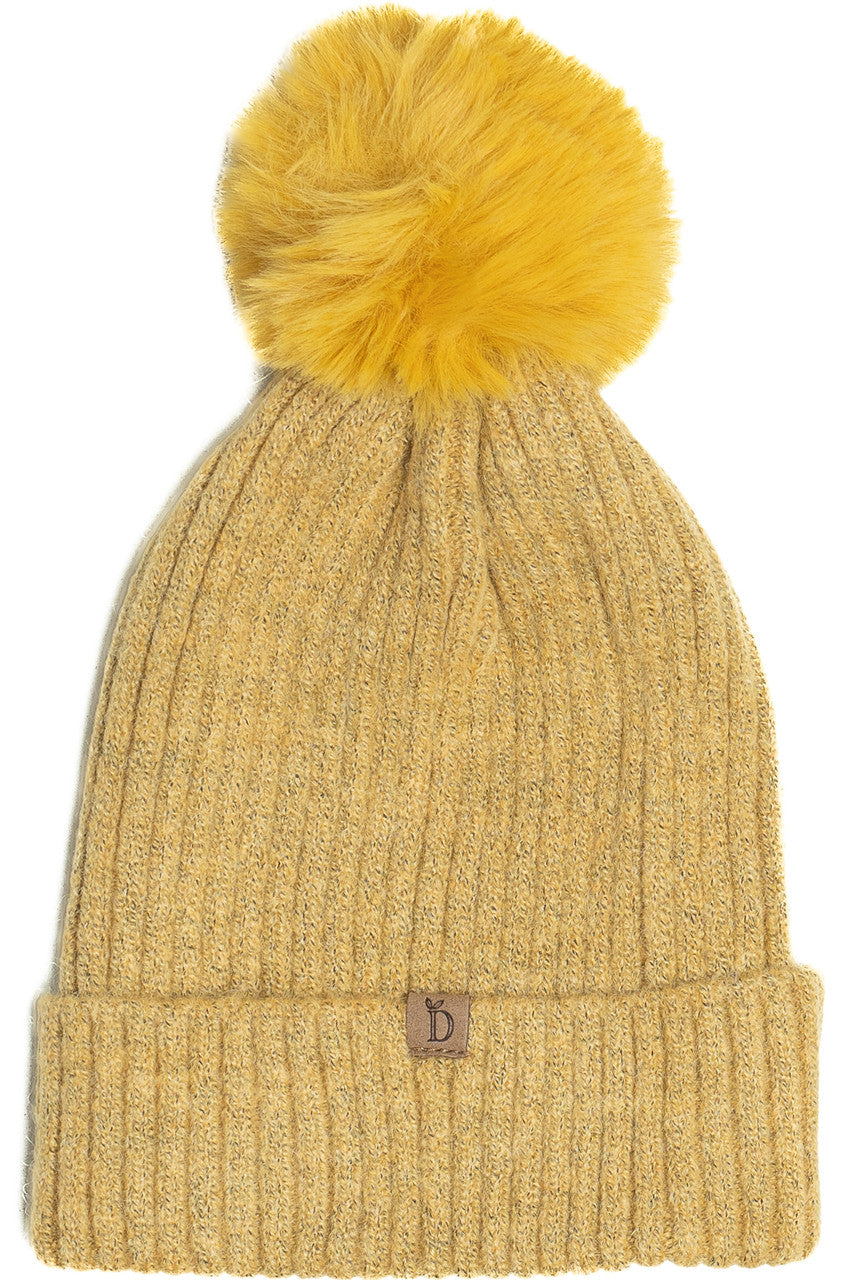 Ribbed Knit Pom Beanie