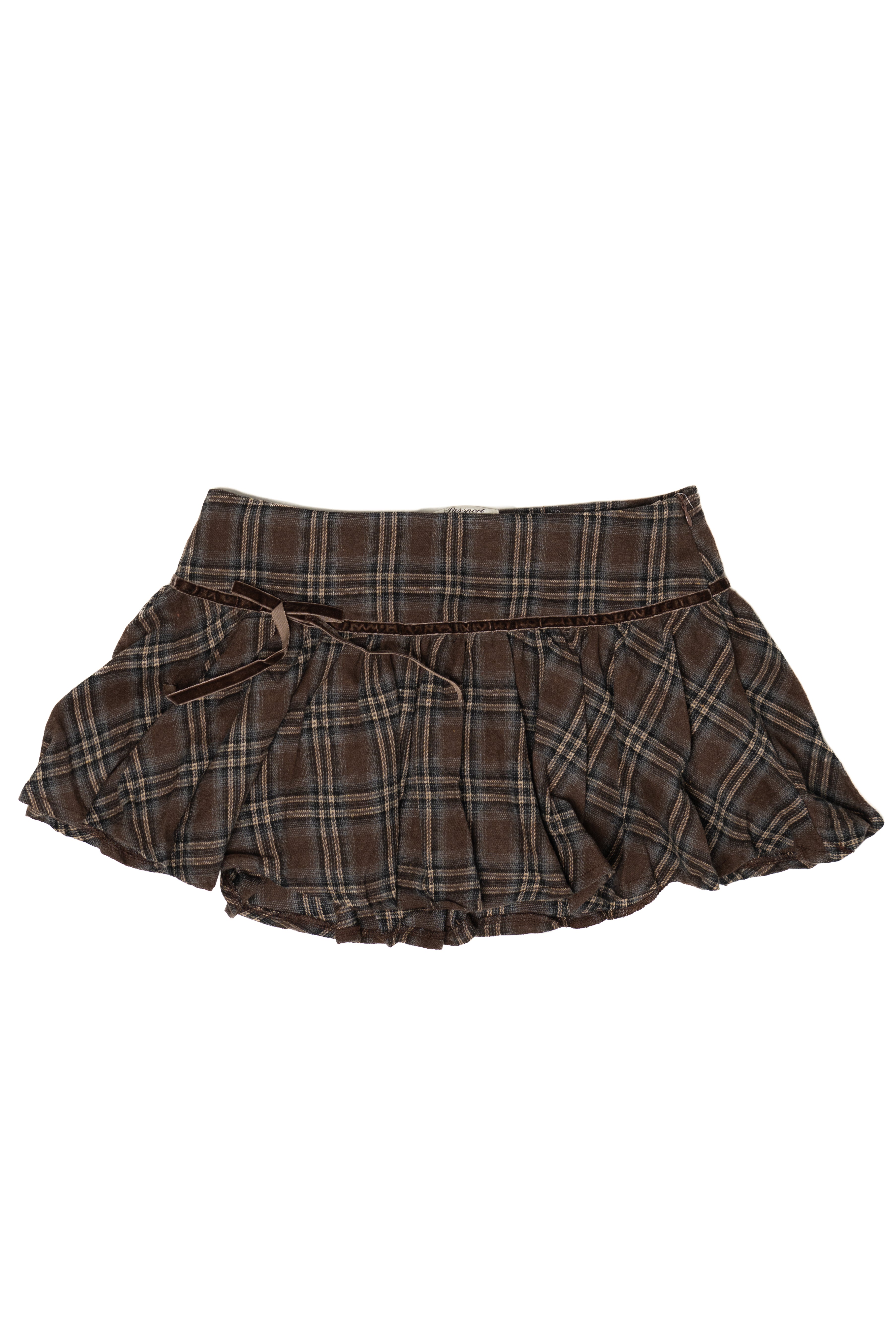 Velvet Bow Plaid Mini Skort