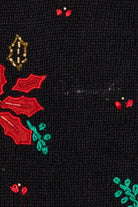 Vintage Bobbie Brooks Embroidered Poinsettias Ugly Christmas Vest (1990s)