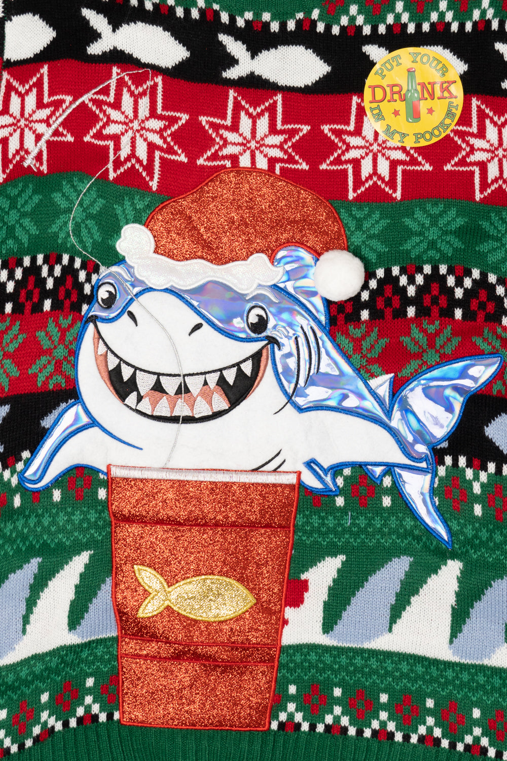 Christmas Shark Drink Holder Sweater