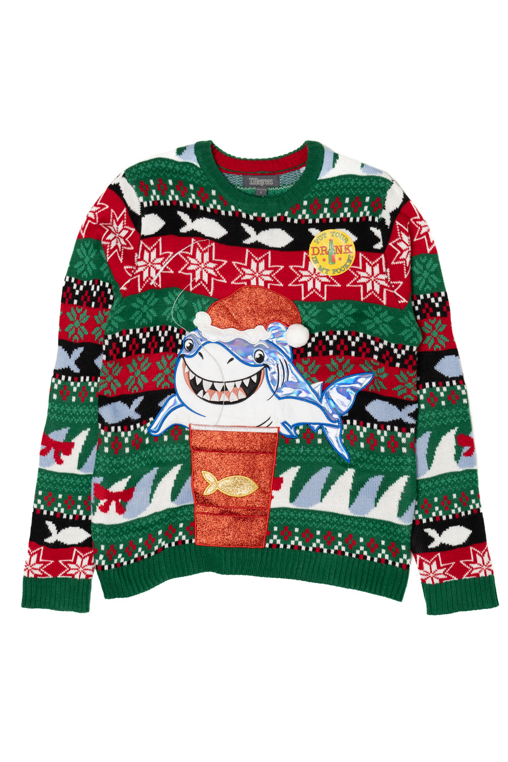 Christmas Shark Drink Holder Sweater