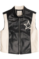 Star Patch Pleather Moto Vest