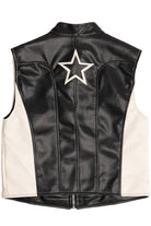 Star Patch Pleather Moto Vest