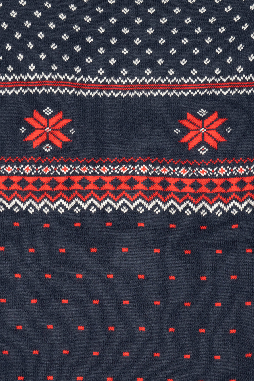 Navy blue fabric with red and white pattern